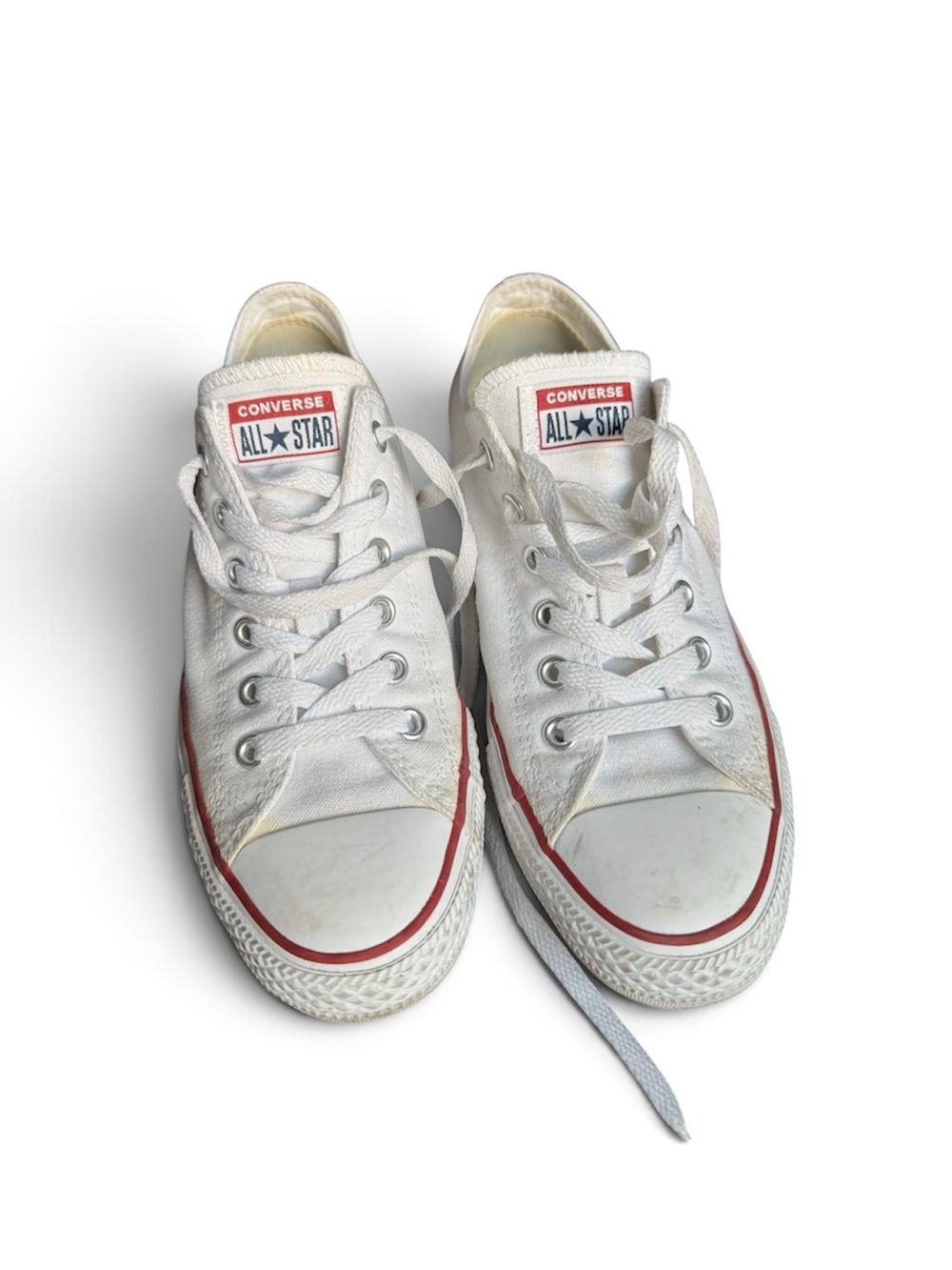 Converse Kids Low Top Sneakers in White with Red Trim